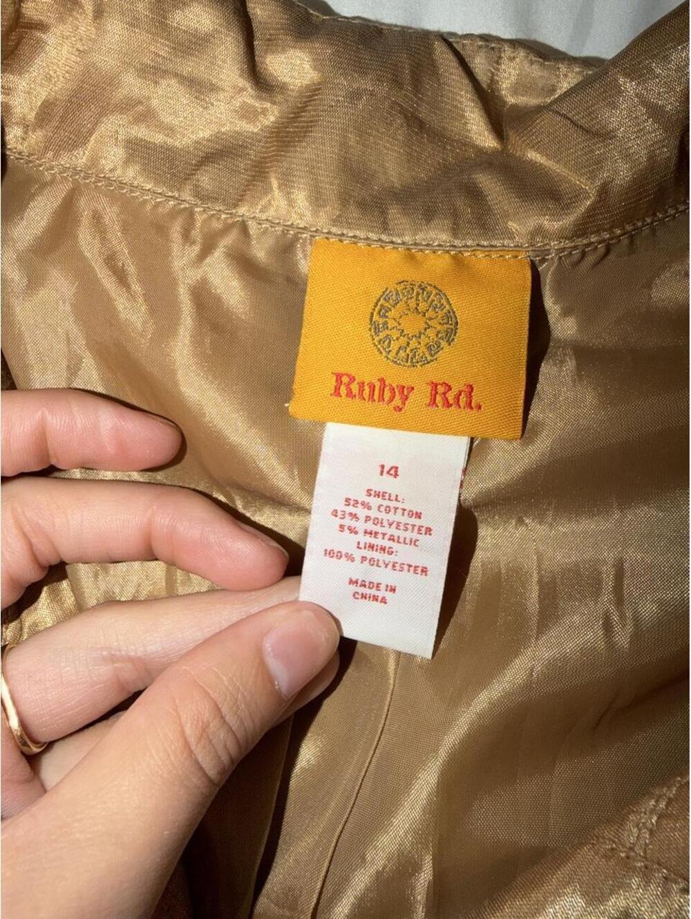 Ruby Rd. Metallic Gold Shimmer Jacket Size 14 - Picture 6 of 6